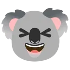 sorriso a bocca aperta con occhi chiusi + koala