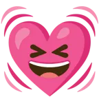 sorriso a bocca aperta con occhi chiusi + cuore che batte