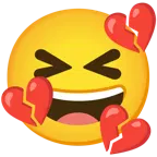 sorriso a bocca aperta con occhi chiusi + cuore infranto