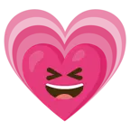 sorriso a bocca aperta con occhi chiusi + cuore che cresce