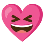 sorriso a bocca aperta con occhi chiusi + cuore con fiocco