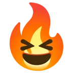 sorriso a bocca aperta con occhi chiusi + fuoco