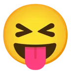 grinning squinting face + face with tongue