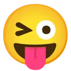 grinning squinting face + winking face with tongue