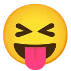 grinning squinting face + squinting face with tongue