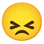 grinning squinting face + disappointed face