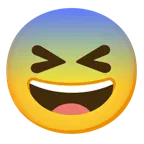 grinning squinting face + fearful face