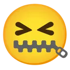 grinning squinting face + zipper-mouth face