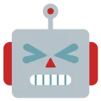 sorriso a bocca aperta con occhi chiusi + faccina di robot