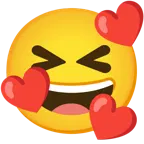 grinning squinting face + smiling face with hearts