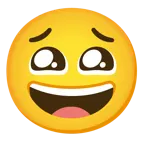grinning squinting face + pleading face