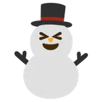 sorriso a bocca aperta con occhi chiusi + pupazzo di neve senza neve
