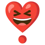 sorriso a bocca aperta con occhi chiusi + punto esclamativo a cuore