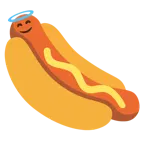 faccina con sorriso e aureola + hot dog
