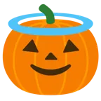 faccina con sorriso e aureola + zucca di Halloween