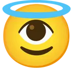 faccina con sorriso e aureola + occhio