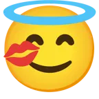 faccina con sorriso e aureola + impronta della bocca