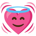 faccina con sorriso e aureola + cuore che batte