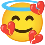 faccina con sorriso e aureola + cuore infranto