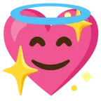 faccina con sorriso e aureola + cuore che luccica