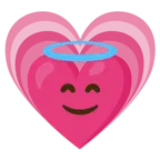 faccina con sorriso e aureola + cuore che cresce