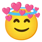 faccina con sorriso e aureola + cuore con freccia
