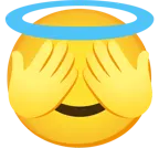 faccina con sorriso e aureola + non vedo