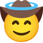 faccina con sorriso e aureola + faccina con cappello da cowboy