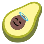 faccina con sorriso e aureola + avocado