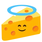faccina con sorriso e aureola + fetta di formaggio