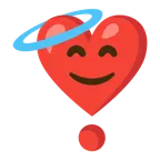 faccina con sorriso e aureola + punto esclamativo a cuore