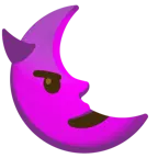 faccina con sorriso e corna + faccina ultimo quarto di luna
