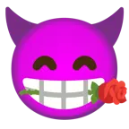 faccina con sorriso e corna + rosa
