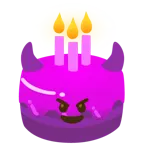 faccina con sorriso e corna + torta di compleanno