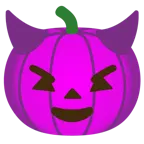 faccina con sorriso e corna + zucca di Halloween