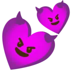 faccina con sorriso e corna + due cuori