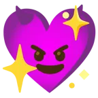 faccina con sorriso e corna + cuore che luccica