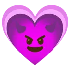 faccina con sorriso e corna + cuore che cresce