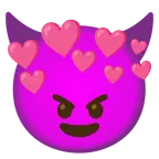 faccina con sorriso e corna + cuore con freccia