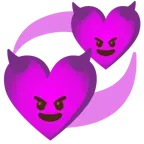 faccina con sorriso e corna + cuori che girano