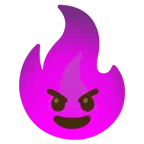 faccina con sorriso e corna + fuoco