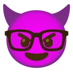 faccina con sorriso e corna + faccina nerd