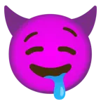 faccina con sorriso e corna + faccina che sbava