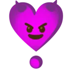faccina con sorriso e corna + punto esclamativo a cuore
