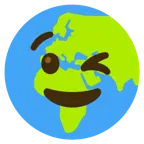 winking face + globe showing Europe-Africa