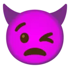 winking face + angry face with horns