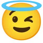 winking face + smiling face with halo