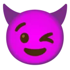 winking face + smiling face with horns