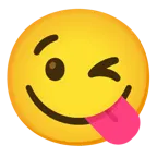 winking face + face savoring food