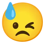 winking face + downcast face with sweat
